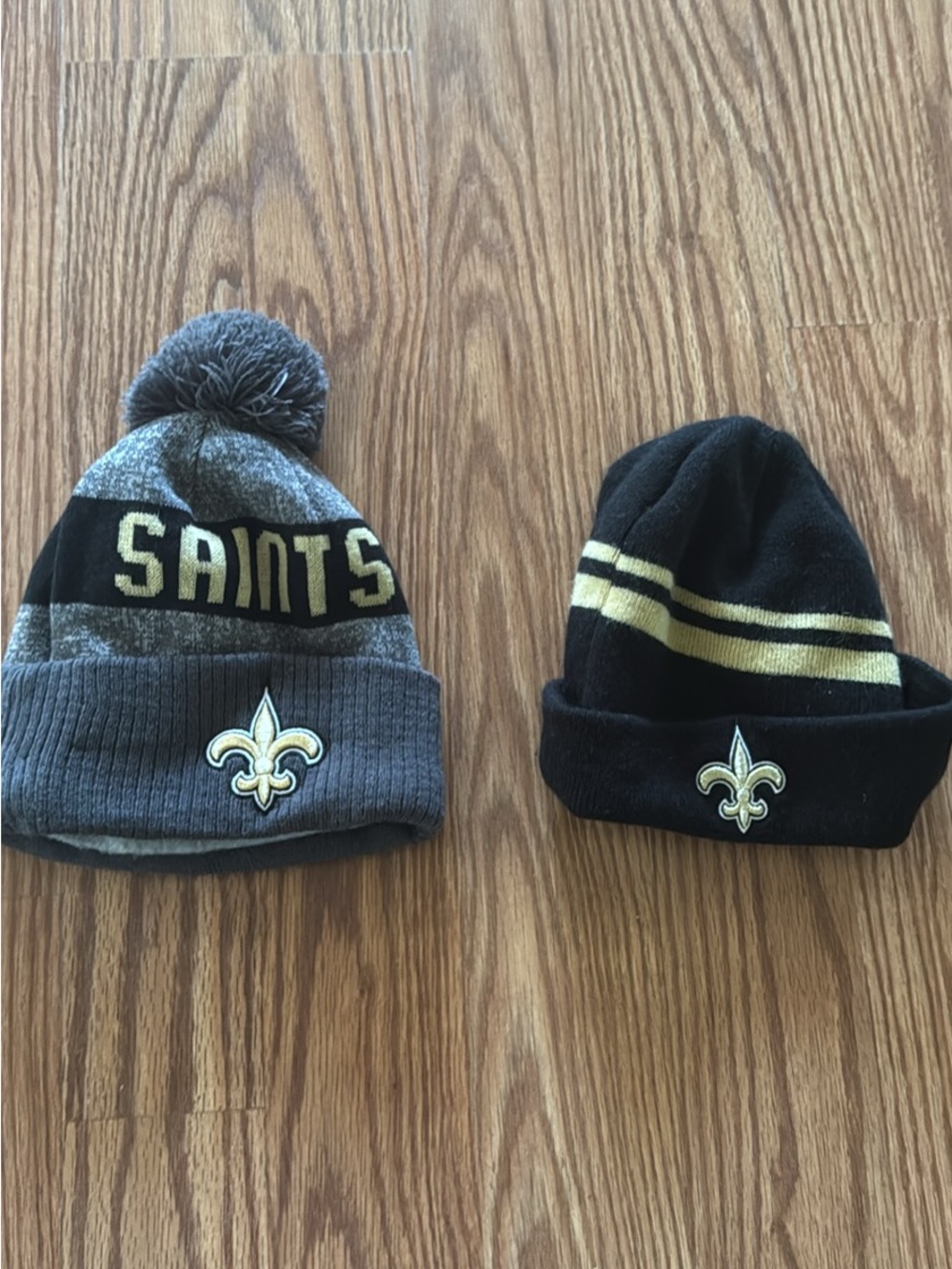 New Era Saints Beanie Set - Black & Gray with Gold Accents